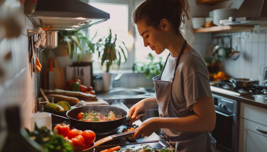 Woman cooking healthy meal