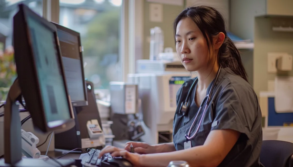 Nurse smiling at patient