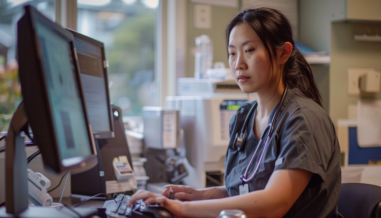 Nurse smiling at patient