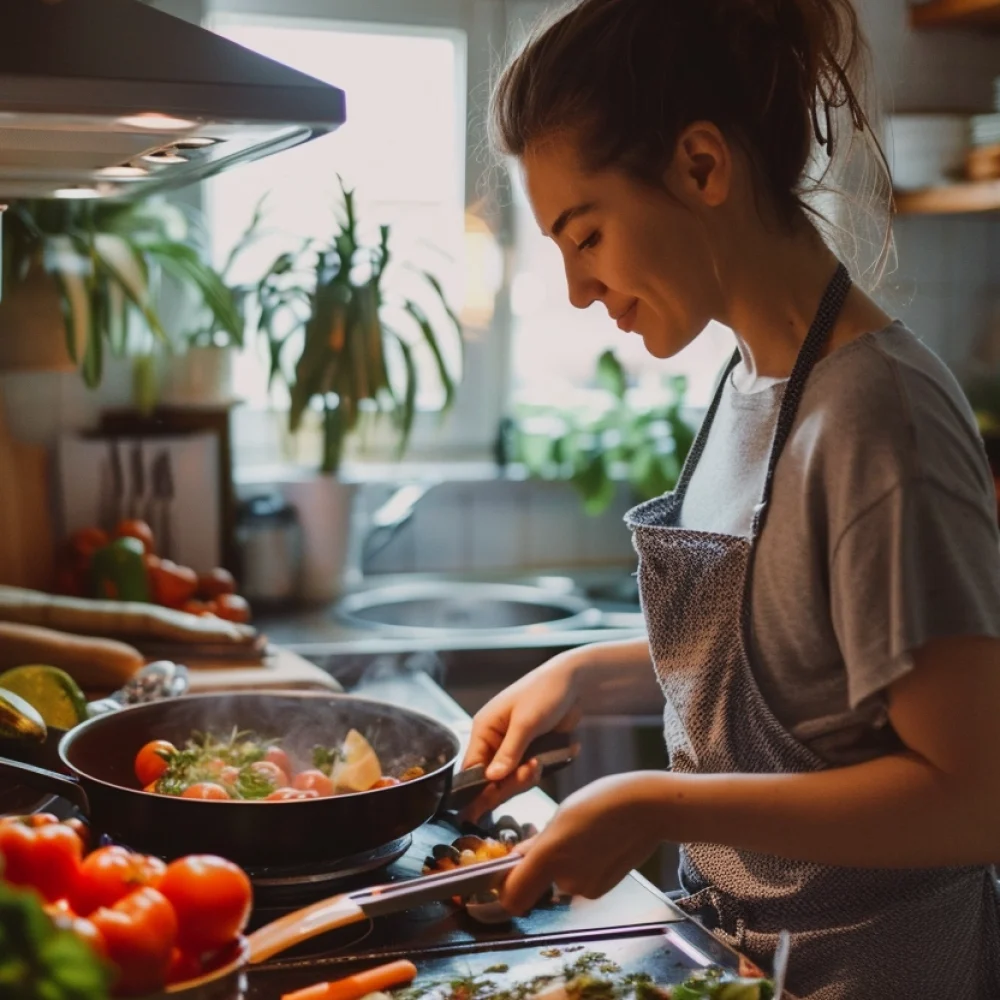 Woman cooking healthy meal